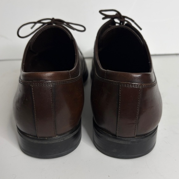 Salvatore Ferragamo Shoes Mens 7.5 US 8.5 Dark Brown Leather Wingtip Derby Dress - Picture 4 of 13